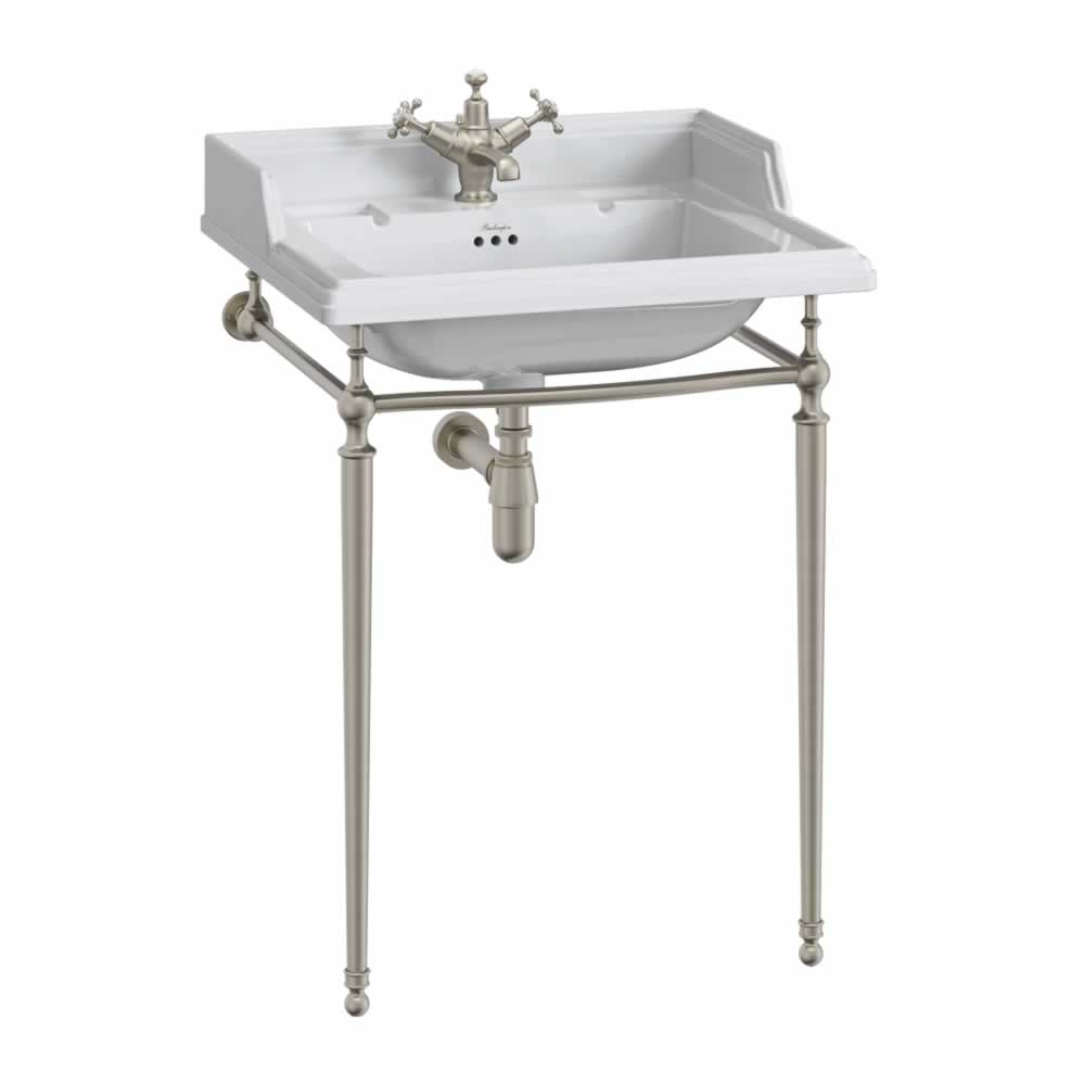 Classic 65cm basin and brushed nickel wash stand